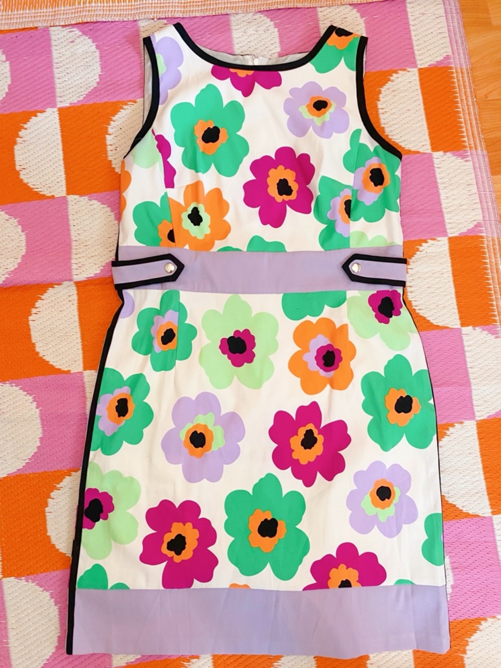 Retro Mod Twiggy Dress XL Flower Power
